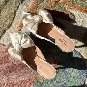 Kate Spade Cream Satin Bow Mules
